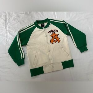 Adidas Kids Green and Cream Sweatshirt
